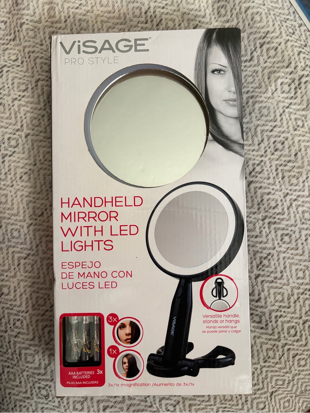 ViSage Pro Style Handheld LED Mirror - Black